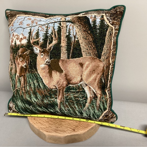 NWT - Vintage - Deer Designed Woven Tapestry Pillow by Robert Schmidt - Rare - Picture 9 of 10